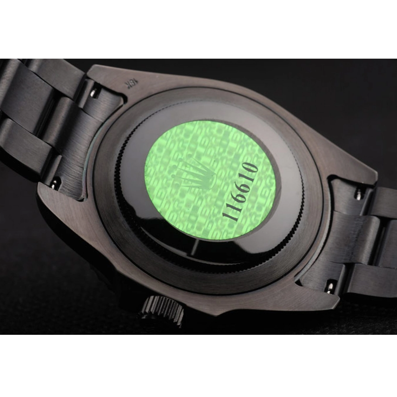 Aaa replica watch Saphire Rolex White Green Tinted Milgauss Pro-Hunter Dial 0801